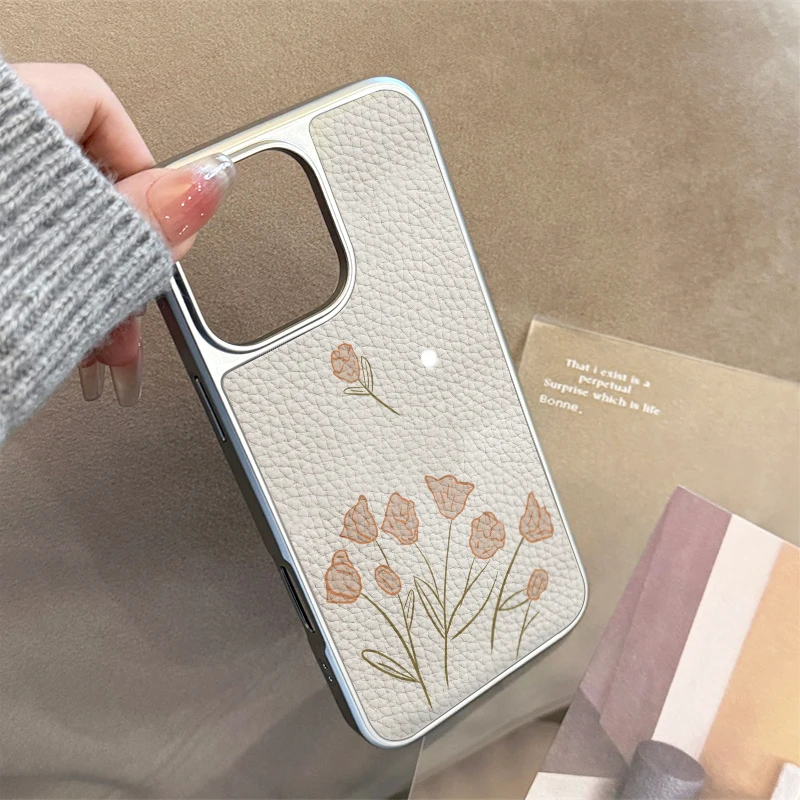 Funda de teléfono con textura de cuero "La rosa que voló" para iPhone11/12/13/14/15/16/22 Pro Max AIR PLUS - imagen 5