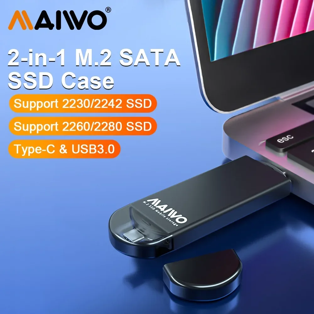 MAIWO-carcasa tipo C para unidad de estado sólido, carcasa para disco duro M.2 NGFF SATA HDD/SSD, USB3.0, 2230, 2242, 2260, 2280 - imagen 2