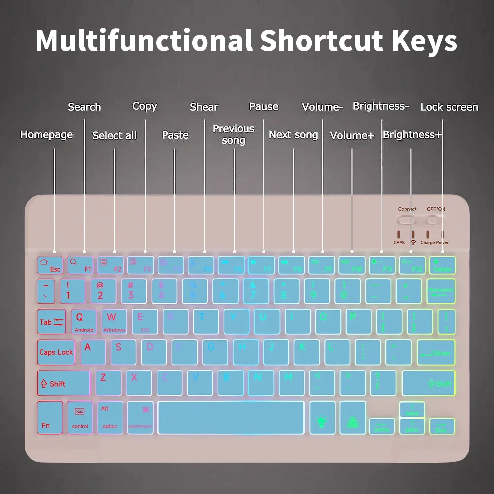 QUKAM 2025 nuevo teclado inalámbrico Bluetooth retroiluminado portátil con ratón para iPad Xiaomi Samsung iOS Android Windows tabletas teléfono - imagen 4