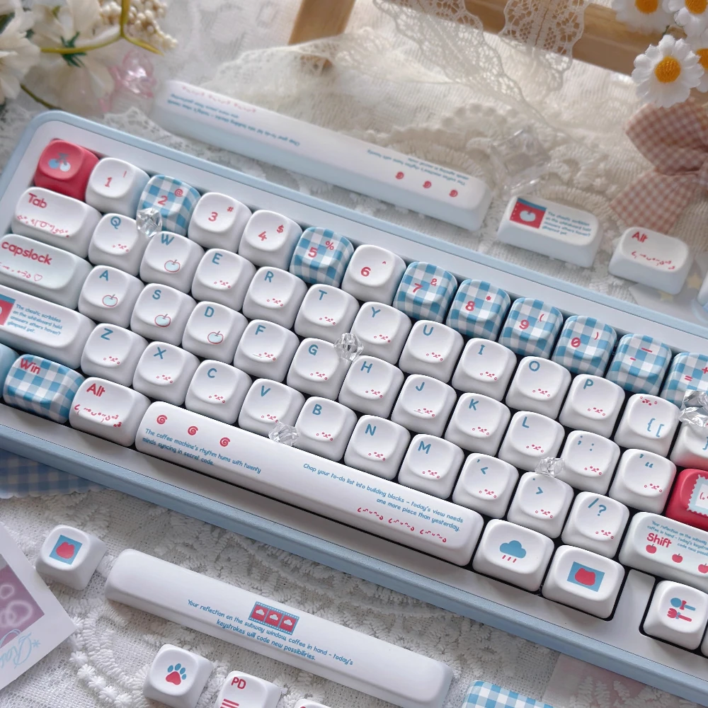 Guoguo Yan texto Keycap Cherry Moa Alice diseño Isol forma entrar clave azul blanco azul rojo Simple rejilla Keycap - imagen 2