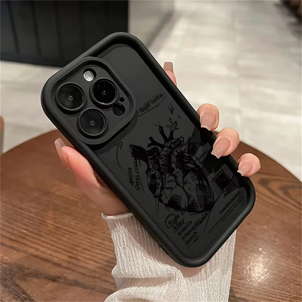 Funda de teléfono médica con forma de corazón, modelo Cardiovascular creativo para iPhone 17 15 Pro Max 11 12 13 14 16 Pro XR 7 8 Plus, cubierta anticaída - imagen 4