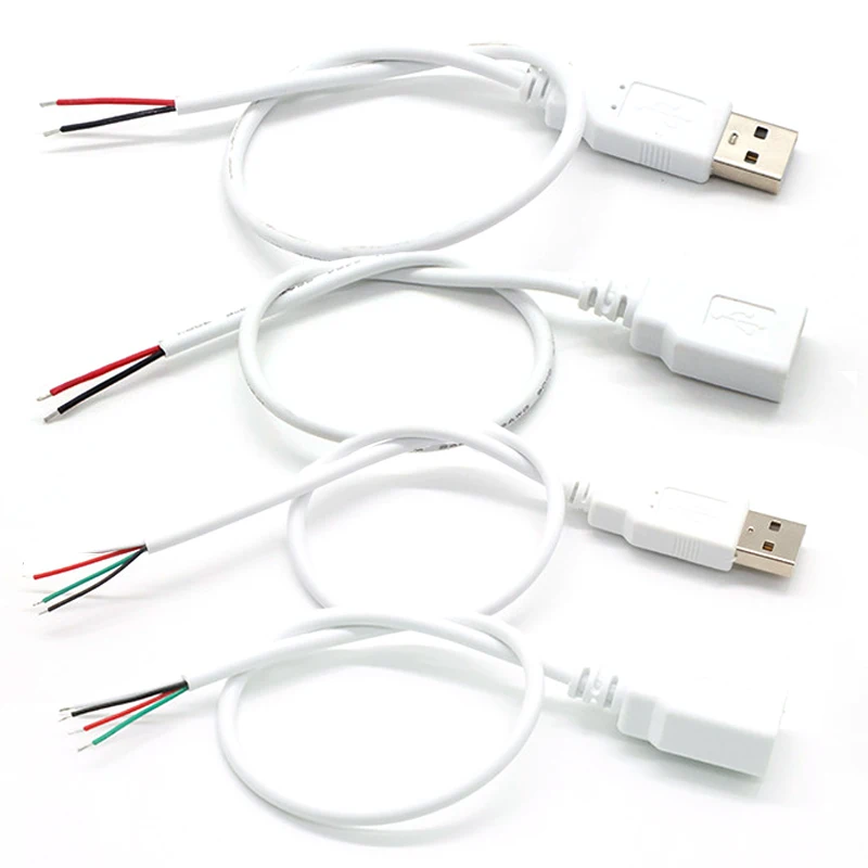 30CM negro/blanco 5V Cable de alimentación USB 2 pines USB 2,0 A hembra macho 4 pines Cable Jack cargador Cable de carga conector de extensión - imagen 2