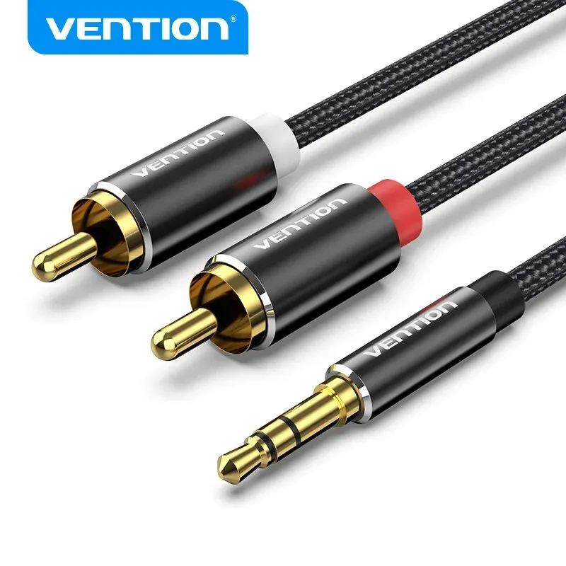 Vention-Cable RCA de 3,5mm a 2RCA, divisor, conector 3,5, Cable de Audio RCA para amplificador de teléfono inteligente, Cable auxiliar de cine en casa