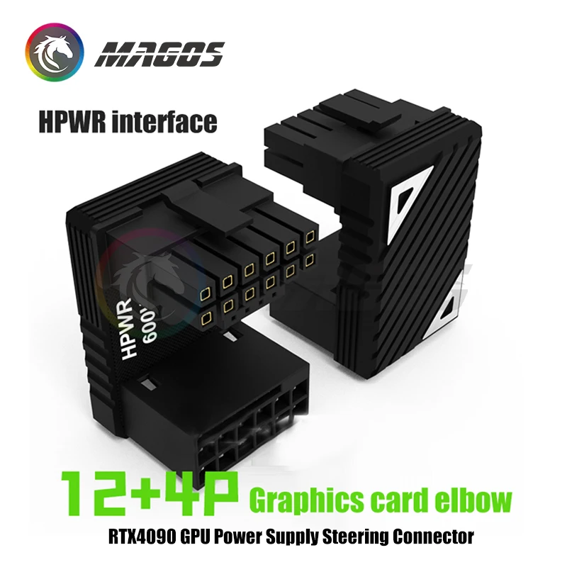 Adaptador 12VHPWR 180 grados RTX 4090 4080 4070 4060 adaptador PSU 600W ATX 3,0 12 + 4 16 pines M-F artefacto de cableado de conexión - imagen 4