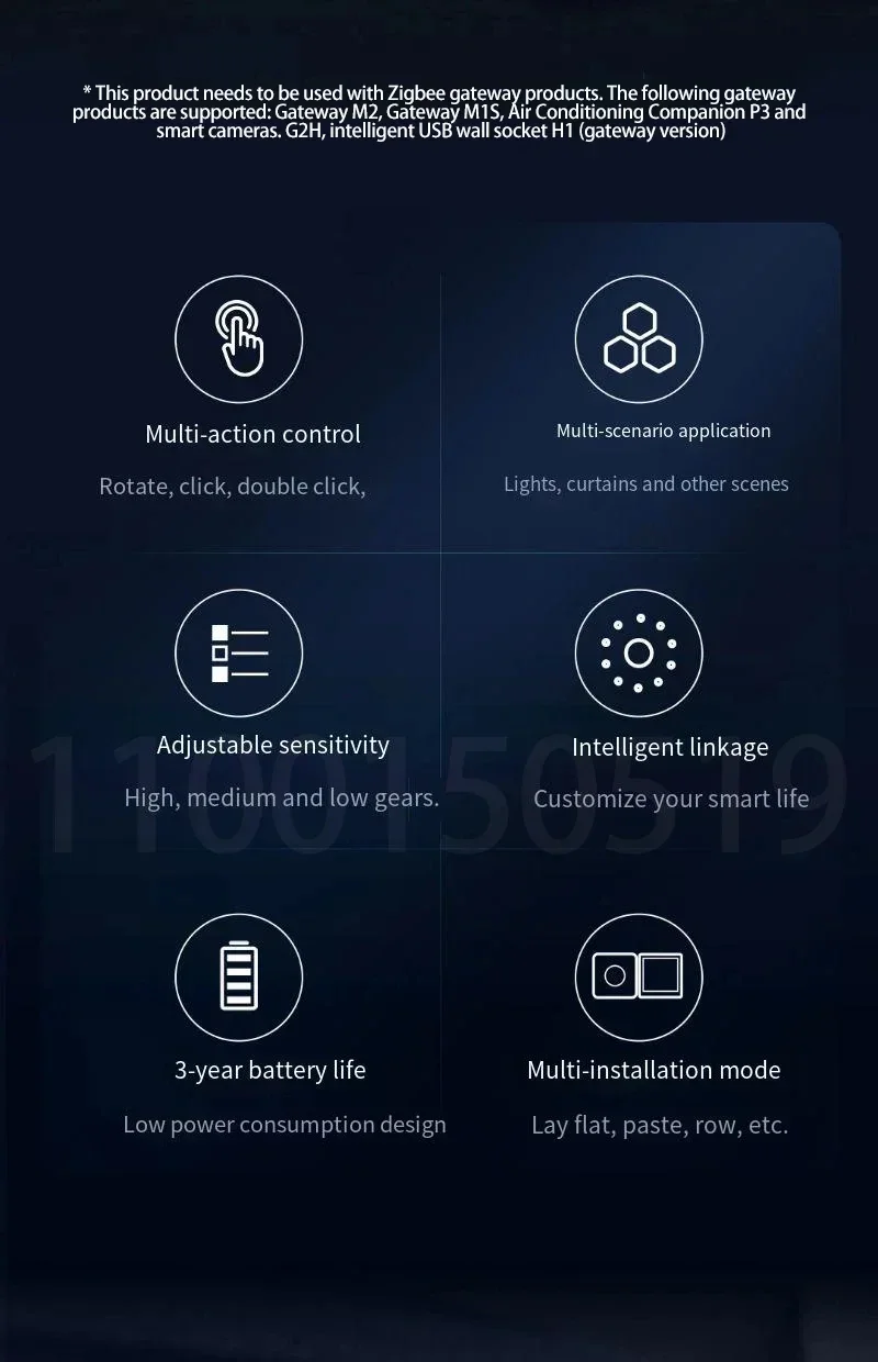 Aqara-interruptor atenuador H1, interruptor giratorio inalámbrico Zigbee 3,0, Control remoto para bombilla, cortina, funciona con la aplicación Aqara Home - imagen 3