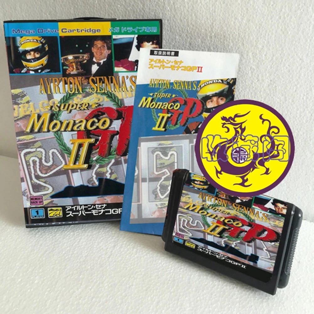 AS Super Monaco GP II NTSC-U con caja y cartucho Manual para tarjeta de juego Sega MD de 16 bits sistema MegaDrive Genesis