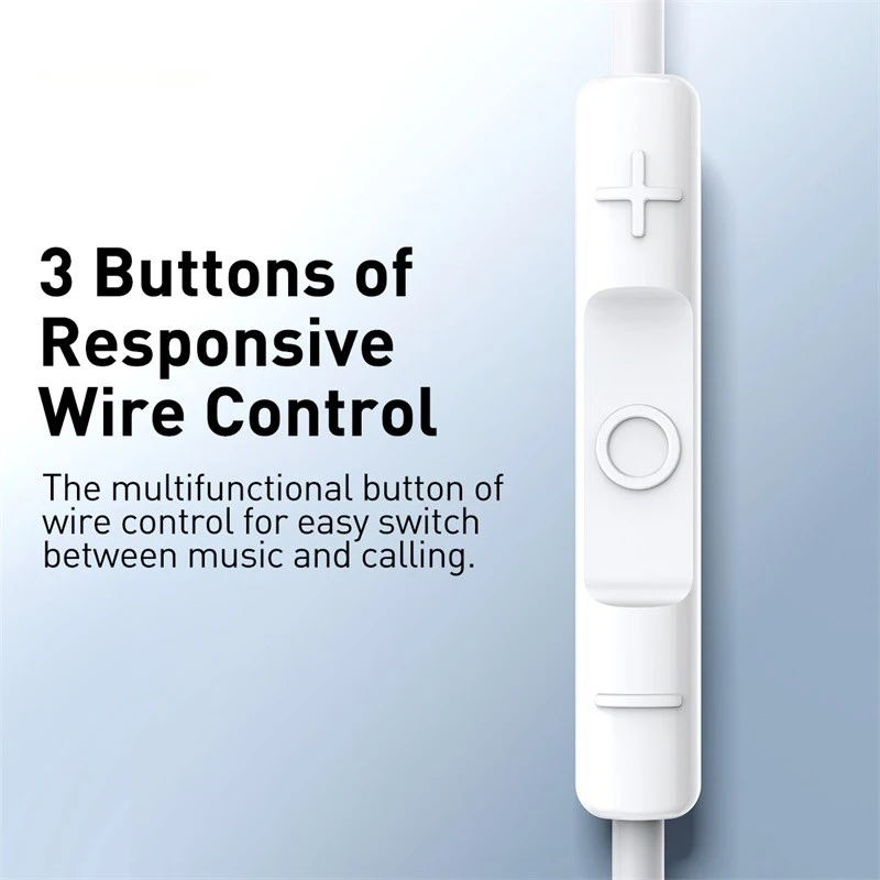 Baseus H17 auriculares con cable de 3,5mm con micrófono auriculares internos controlados por cable para música deporte Monitor intrauditivo auriculares - imagen 5