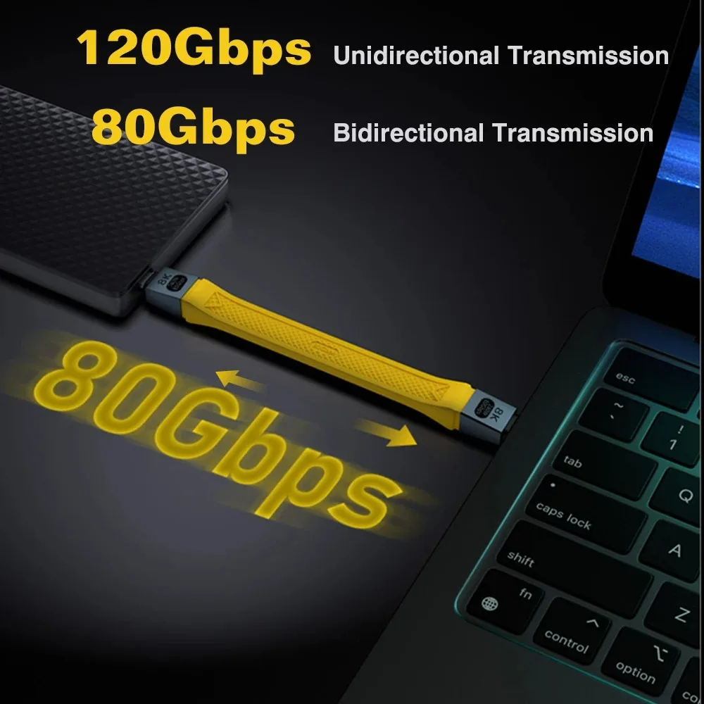 Cable USB4 v2.0 80Gbps Compatible con Thunderbolt5/4/3 Soporte 8K@60Hz PD3.1 240W Cable corto USB C a C para teléfono móvil SSD - imagen 2