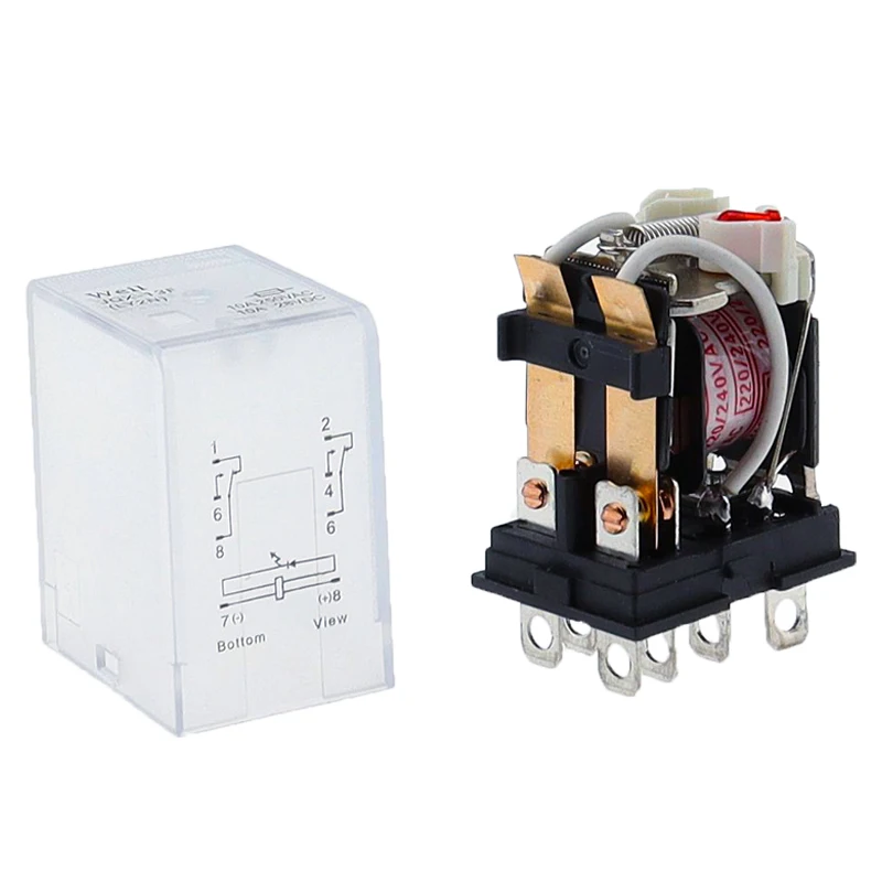 Relé de potencia de bobina de alta calidad, 10 piezas de AC/DC 12V, 24V, 36V, 48V, 110V, 220V, 380V, ly2nj, DPDT, 8 pines, hh62p, JQX-13, esmerilado, grueso - imagen 5