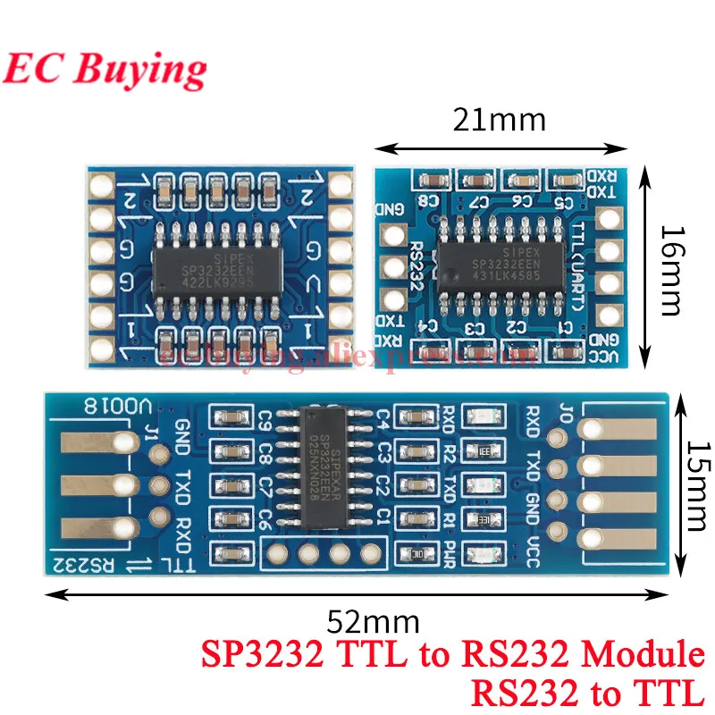 Módulo SP3232 TTL a RS232, RS-232 a TTL, línea de cepillo de Flash, placa de módulo de puerto serie, canal único Dual 3,3 V 5V, 5 uds./1 ud.