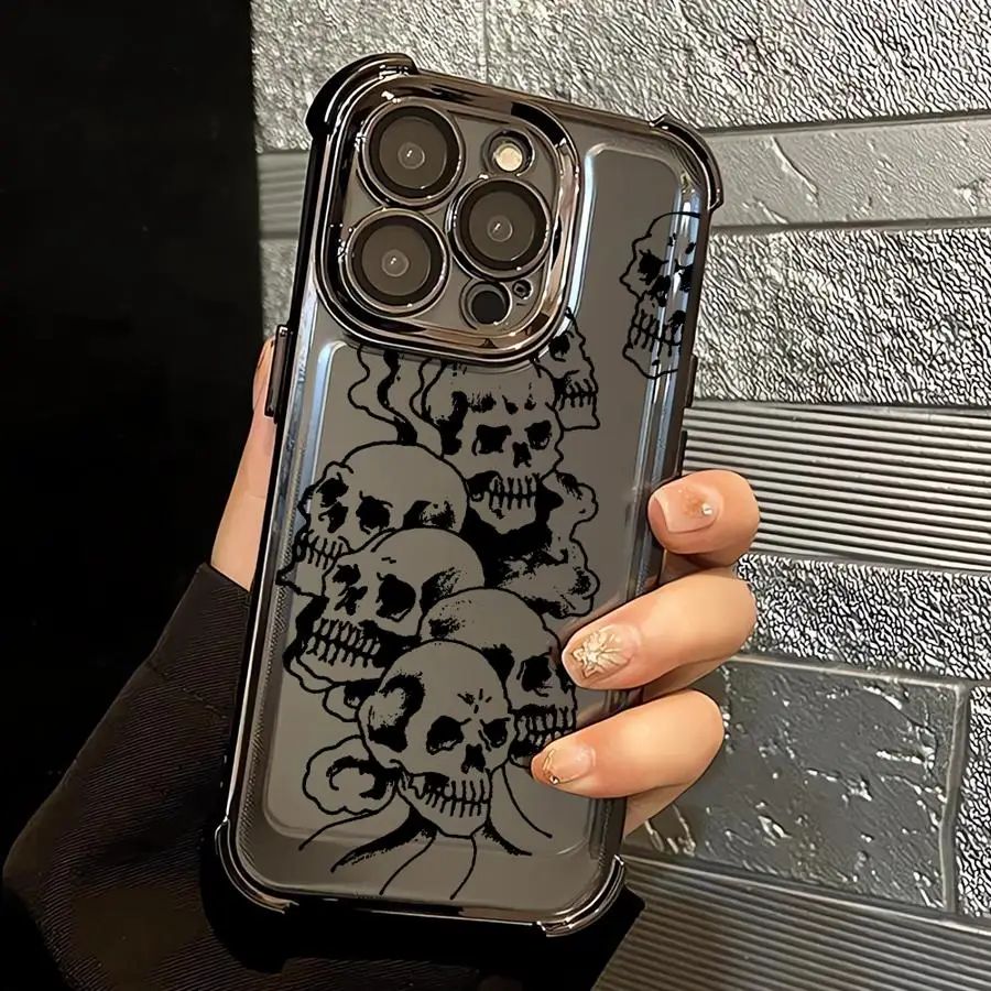 Funda de teléfono con cubierta suave y genial con calavera para iPhone 16 15 14 Plus 16e 17 Air 13 12 11 Pro Max - imagen 2