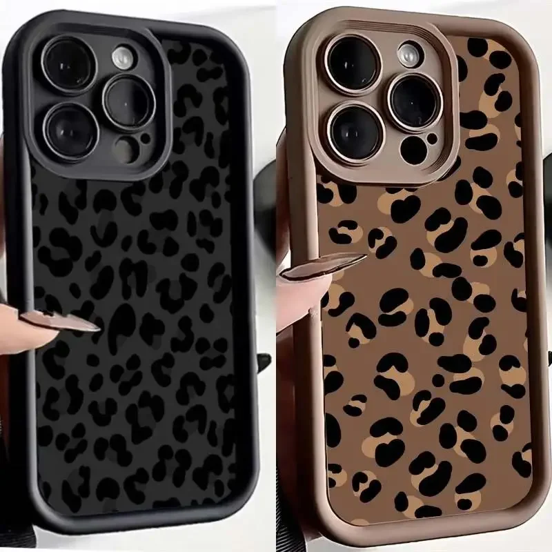 Funda Retro de leopardo negro a la moda para Samsung Galaxy A55 A16 A54 5G A34 A35 A53 A52 A14 A15 A25 A23 A24 A51 A32 A04 A05 A05S