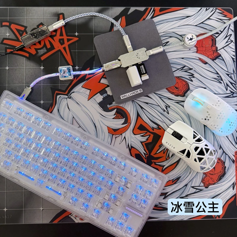 Winshop Cable de teclado mecánico Separable 1 a 2 8K Tipo C Puerto USB Computadora de escritorio Teclado para juegos Cable de datos Profesional