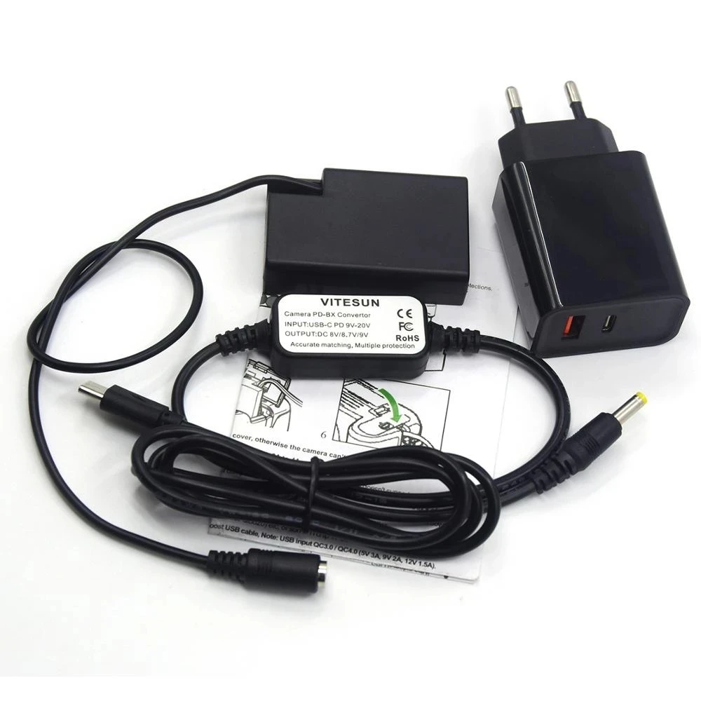 Cable de alimentación USB C + acoplador CC D-DC128 D-LI109 batería simulada + cargador PD para Pentax K-70 K-50 K-30 K-R K-2 K-S1 K-S2 K-500 645Z - imagen 3