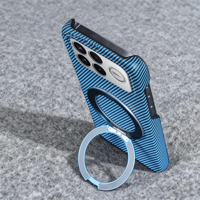 Para Xiaomi POCO F8 Ultra funda dura de PC anillo de fibra de carbono soporte cubierta trasera protectora magnética para Xiaomi POCO F8 F7 F6 Pro Shell - imagen 4