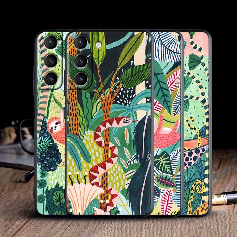 Funda con Estampado de jungla Tropical para Samsung Galaxy, carcasa trasera con estampado de leopardo, S23 Ultra, S22, 5G, S21, S20 FE, S24, S10 Plus - imagen 2