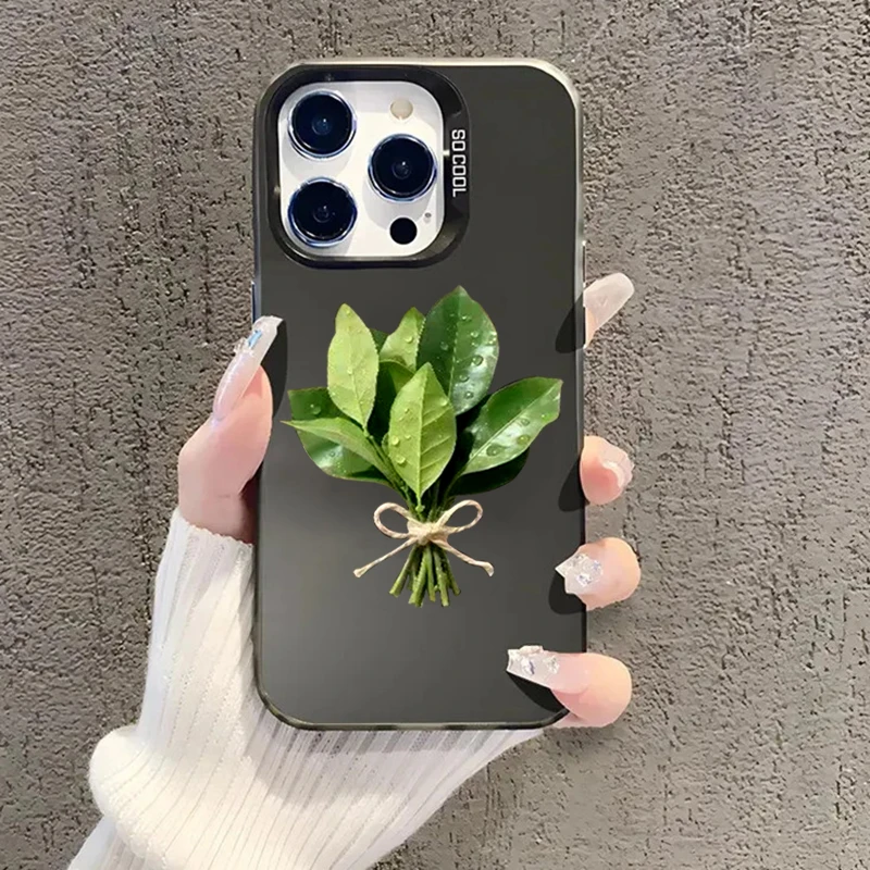 Funda de teléfono plateada con patrón de hojas de Pomelo para Xiaomi Redmi Note 14 13 12 11 10 Pro Plus 12S 11S Redmi 15C 14C - imagen 4