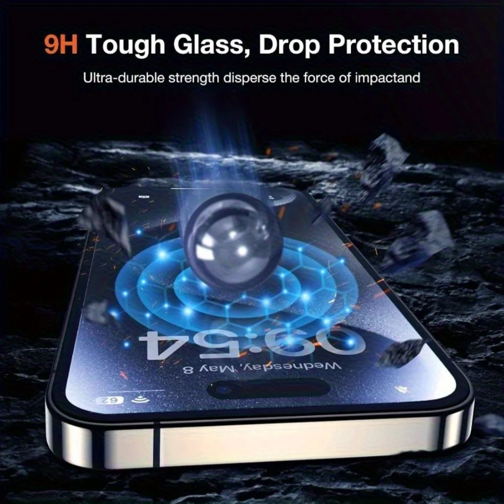 Protector de pantalla sin polvo con un clic, 2 uds., para iPhone 16 15 13 Pro Max 16e 15 Plus, vidrio templado para iPhone 14 12 11 Pro X XR XS - imagen 4