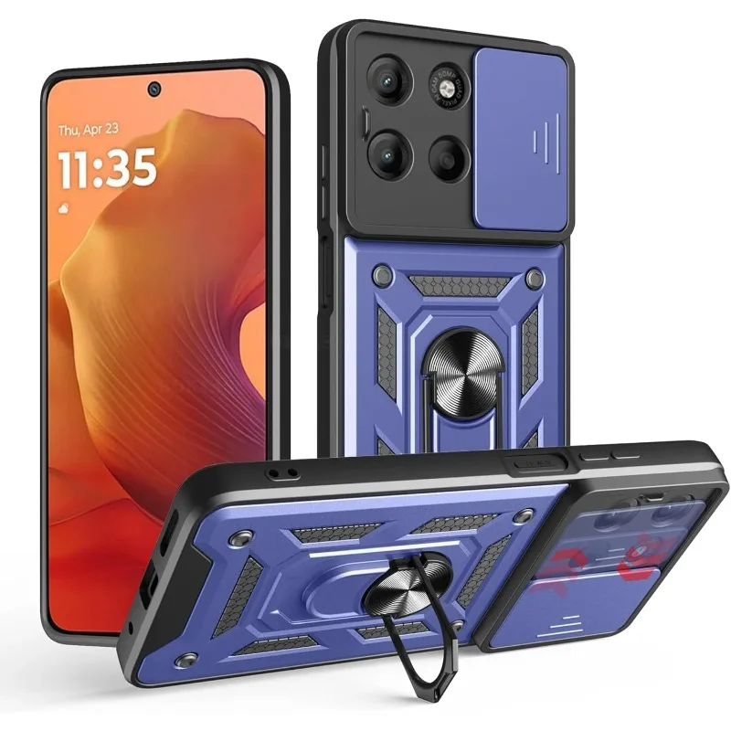 Cubierta de soporte de anillo de Metal magnético para Motorola G96 G86 G56 lente deslizante cámara a prueba de golpes armadura estuche rígido para Moto G 96 86 56 G75