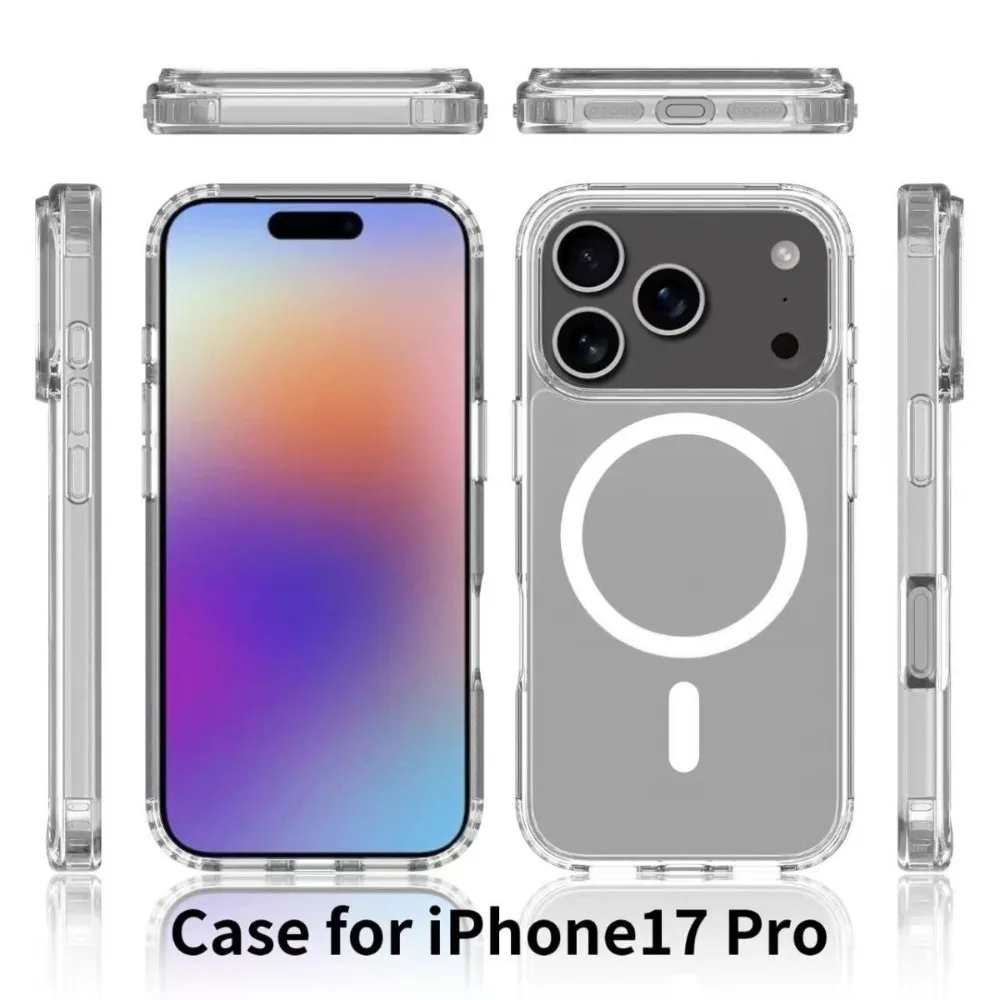 Funda de teléfono con protección magnética para iPhone 17/ 17Pro/17 Air/17Pro Max, cubierta transparente MagSafe magnética de grado transparente a prueba de golpes - imagen 2