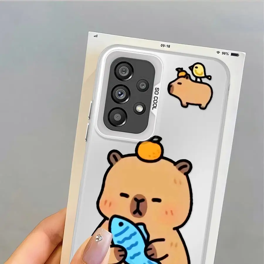 Funda trasera de teléfono para Samsung Galaxy A13 A20s A16 A02 A11 A14 A04e A03 A15 A06 A12 A50 Capibara dibujos animados lindo - imagen 5