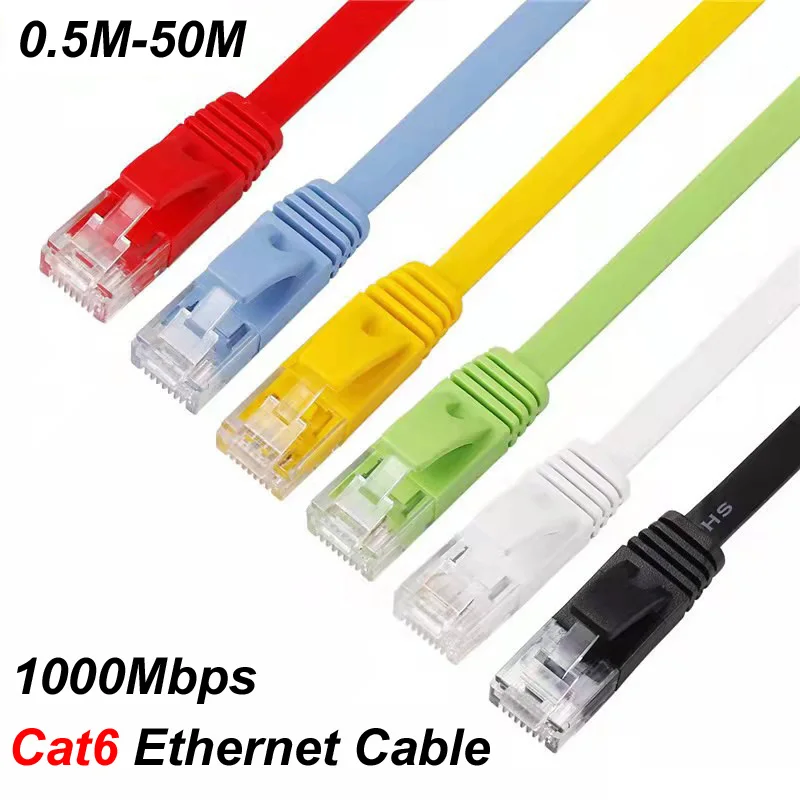 Red Ethernet plana CAT6 de 1000Mbps, Cable Lan RJ45, conector CAT 6, enrutador para ordenador portátil de 1M/2M/3M/5M/10M/15M/20M/30M/50M