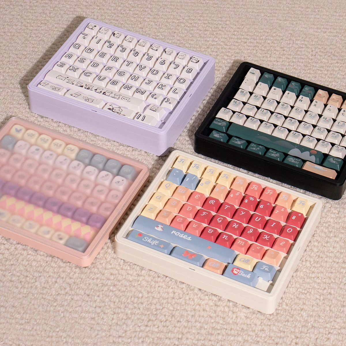 ECHOME-organizador multicapa para teclado mecánico, juego de tapas de teclas PBT apilables multicolor, estuche de almacenamiento, pantalla de colección - imagen 2