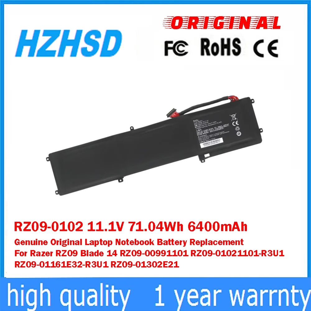 RZ09-0102 11.1V 71.04Wh 6400mAh véritable remplacement de batterie d'ordinateur portable d'origine pour Razer RZ09 lame 14 RZ09-00991101