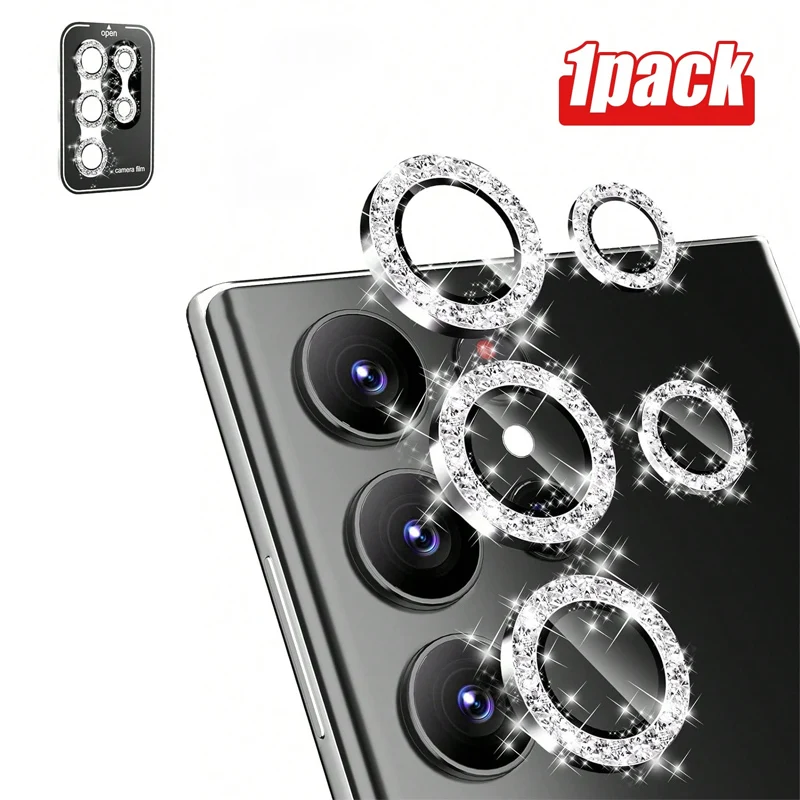 Cubierta de anillo Protector de lente de cámara de diamante para Samsung Galaxy S25 Ultra 5G S24 Plus S23 S25 FE S22 película protectora de vidrio templado