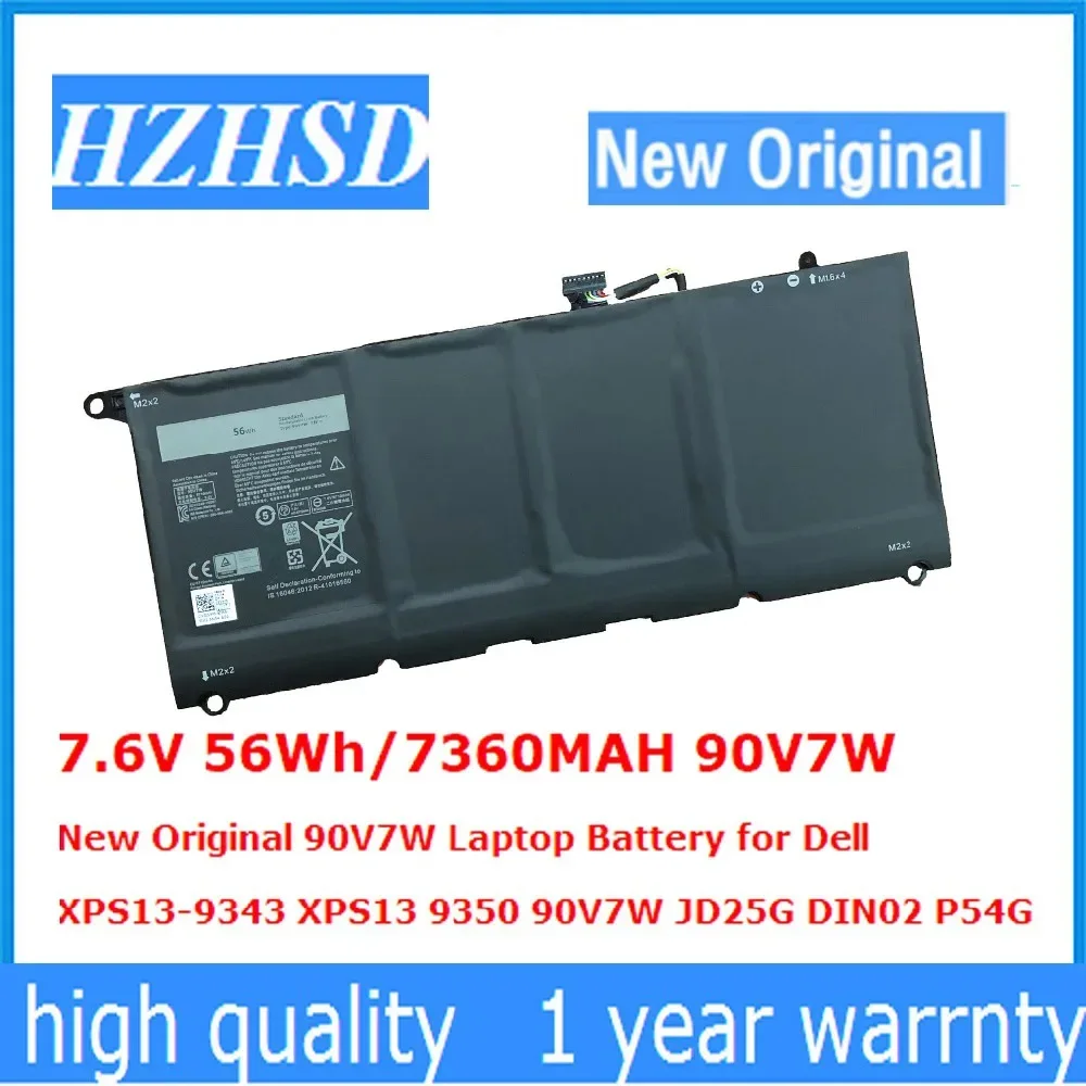 90V7W 7,6 V 56Wh 7360MAH batería Original del ordenador portátil para Dell XPS13-9343 XPS13 9350 90V7W JD25G DIN02 P54G