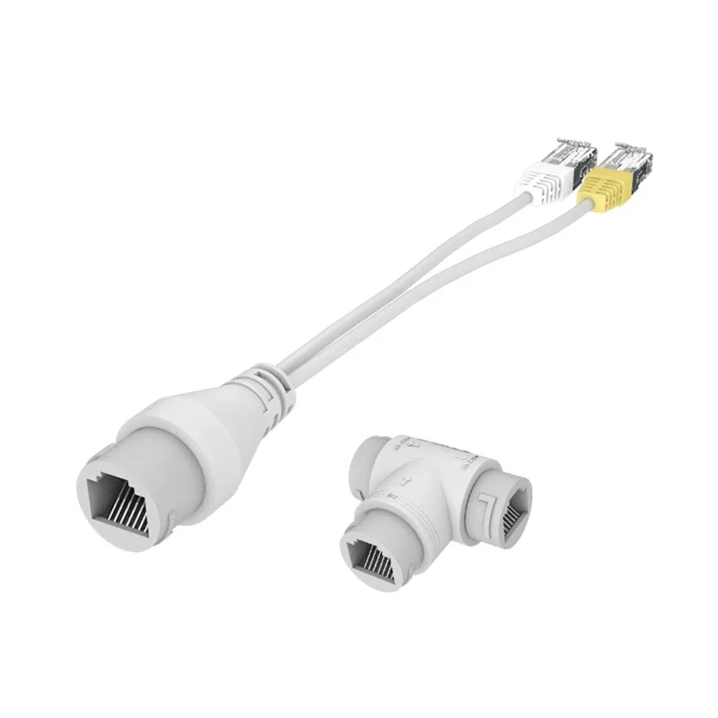 Divisor POE 2 en 1, conector de cableado de red, conector RJ45 de tres vías para cámara de seguridad, accesorios de instalación K1KF - imagen 2