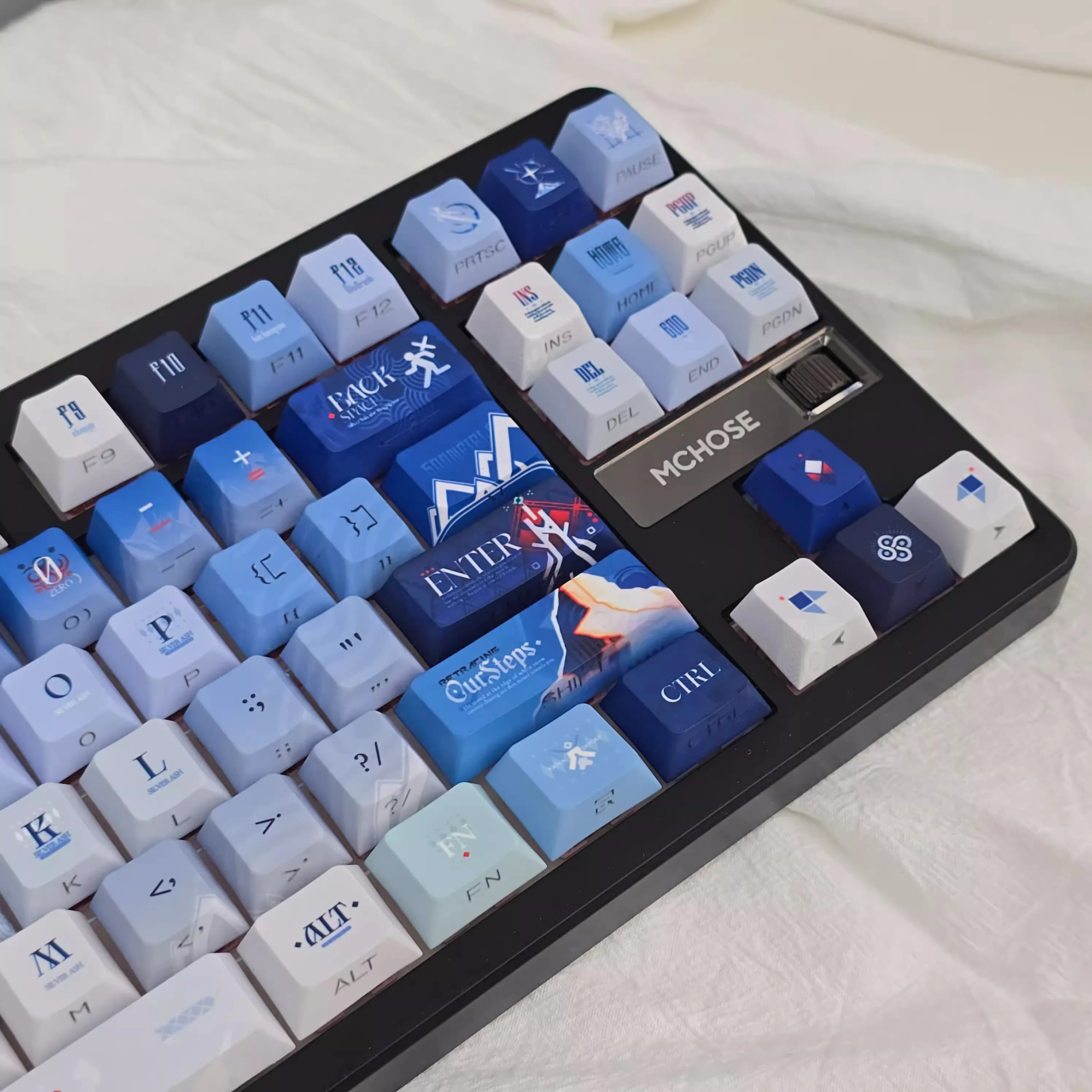 Teclas con tema Snow Mountain, 120 teclas, azul, Simple, personalizado, dibujos animados, PBT, perfil Cherry/moa, tapa de teclado para teclado mecánico, regalo - imagen 2