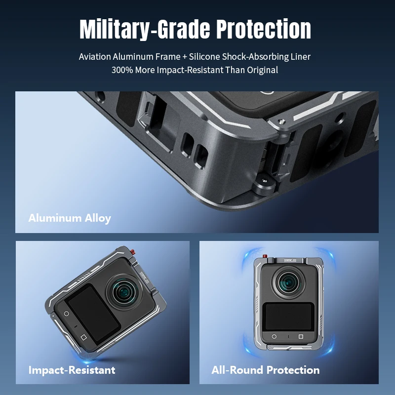 Funda protectora de aluminio para cámara DJI Osmo 360, marco de Metal, jaula para conejos con zapata fría, hilos de 1/4 "para accesorio DJI Osmo 360 - imagen 2