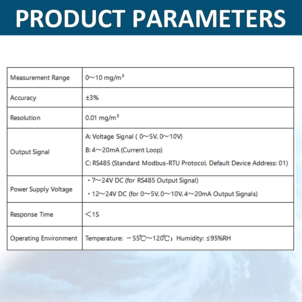 Módulo Sensor PM2.5 PM10 Probador de Calidad del Aire IP65 Transmisores de concentración de partículas de smog RS485 4-20mA 0-5V Detección 0-10000ug - imagen 4