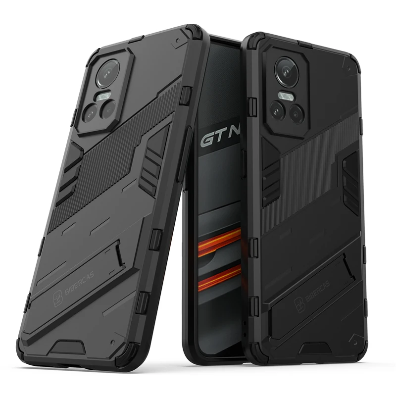 Para Realme GT Neo 3 funda para Realme GT Neo 3 soporte de parachoques a prueba de golpes soporte armadura funda trasera de teléfono para Realme GT 2 5G - imagen 2