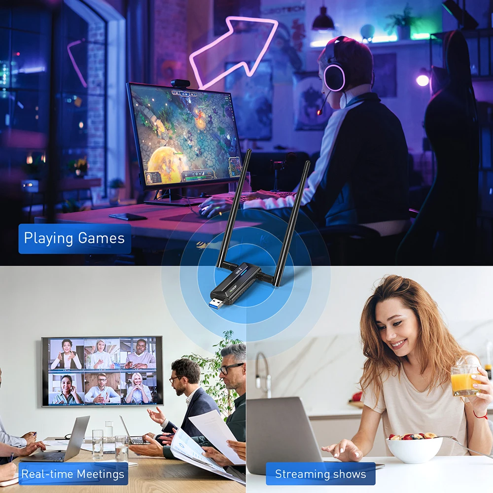 EDUP 1671 AX5400 WiFi 6E adaptador USB3.0 Dongle antena de alta ganancia tarjeta de red inalámbrica Tri Band 2,4G/5G/6GHz Wi-Fi - imagen 5