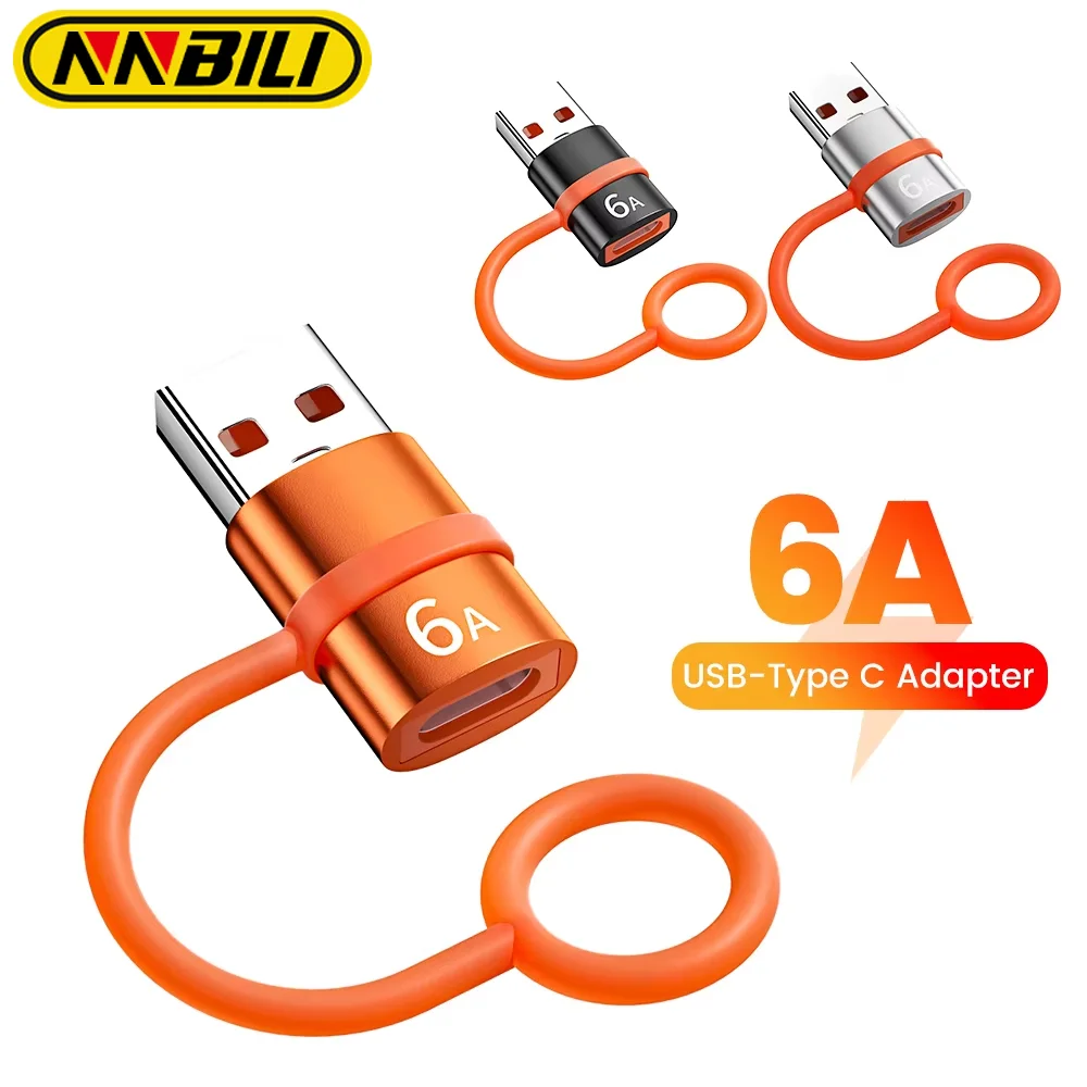 NNBILI-Adaptador USB 3,0 USB macho a tipo C hembra OTG 6A, carga rápida, transferencia de datos de 10Gbps con cordón para accesorios de teléfonos