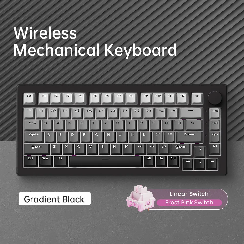 Teclado Akko 5075 V3 75% ANSI-US con volumen RGB intercambiable en caliente USB tipo C/2,4g y BT5.0 Teclado mecánico para juegos personalizado de tres modos