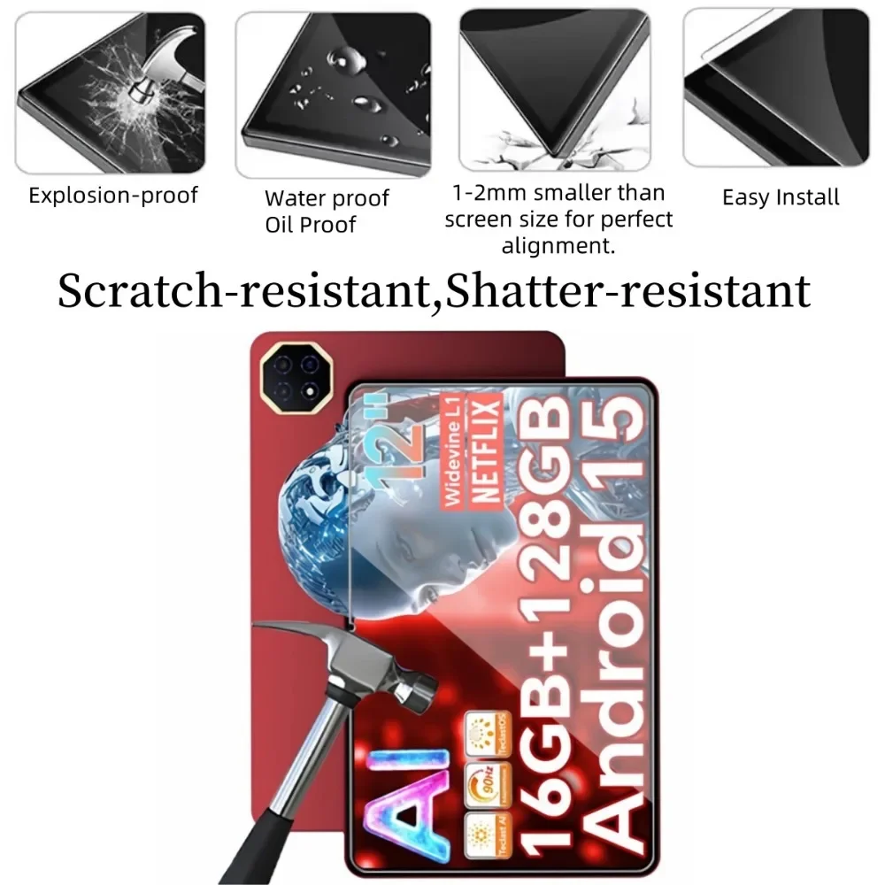 Paquete de 2 películas de vidrio para Teclast T60Ai T60Plus T60 Protector de pantalla de vidrio templado de 12 pulgadas dureza 9H HD transparente resistente a los arañazos - imagen 3