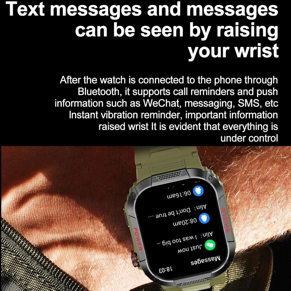 Reloj inteligente con llamada de diente azul de 2,02 pulgadas IP68, resistente al agua, para deportes, Fitness, reloj inteligente para exteriores, asistente de voz, monitor de ritmo cardíaco y sueño - imagen 4