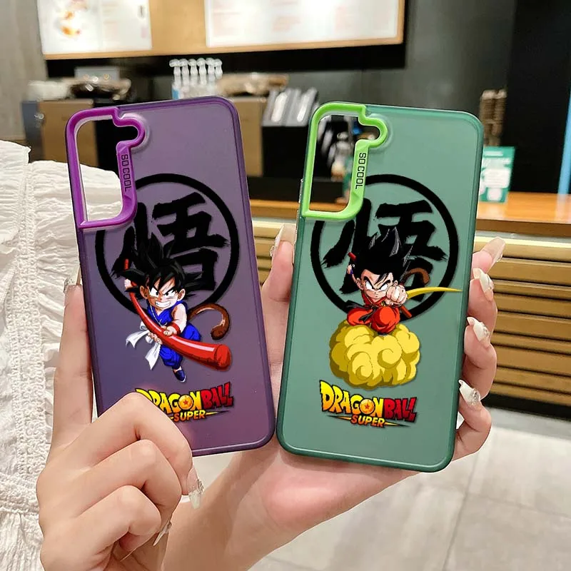 D-Dragon Ball tarjetas Son Goku para Samsung Galaxy A73 A71 A56 A54 A53 A52 A51 A35 funda de teléfono plateada colorida - imagen 2