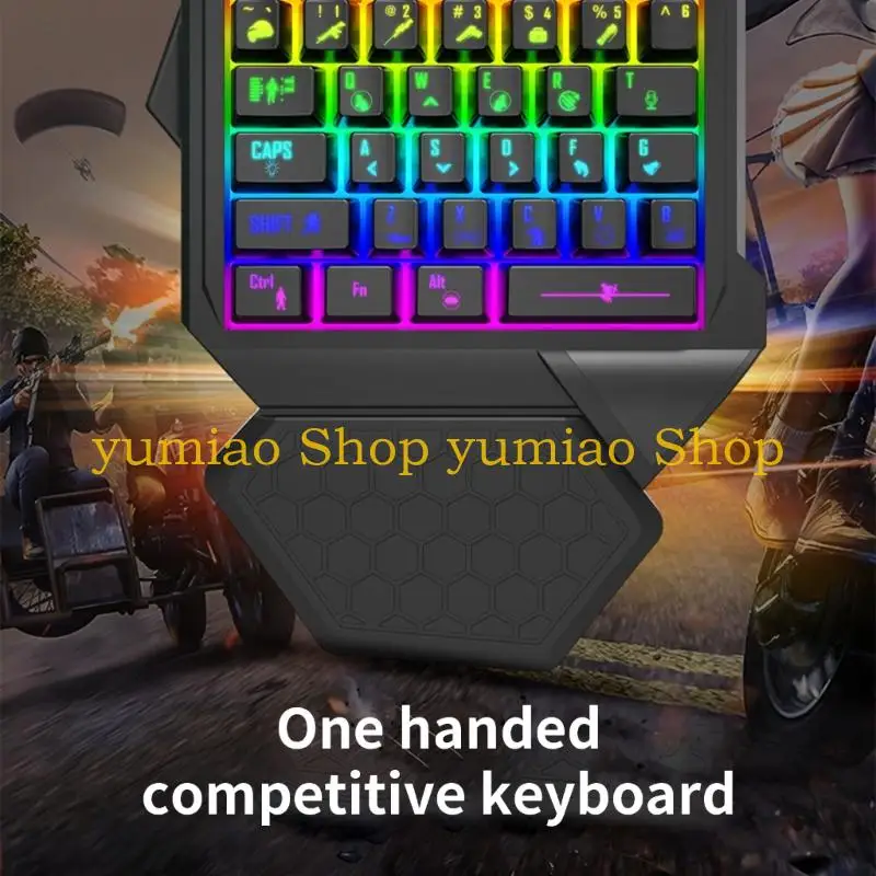 Teclado para videojuegos 587B, cable sola mano, teclado 35 teclas con sola mano para ordenador portátil, PC, para