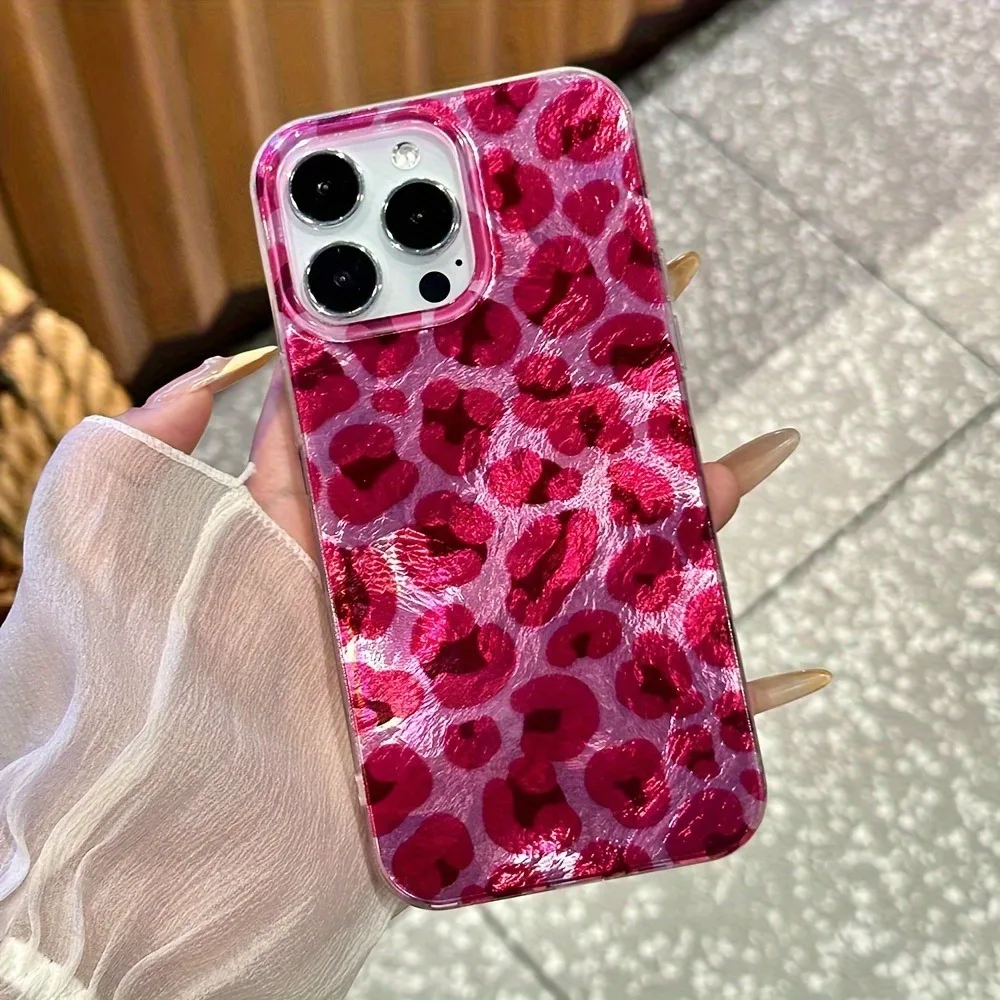 Funda de teléfono con estampado de leopardo rosa para iPhone 17 Pro Max Air 16 15 14 13 12 11 XS X XR 7 8 Plus 16E cubierta de parachoques de silicona a prueba de golpes - imagen 3