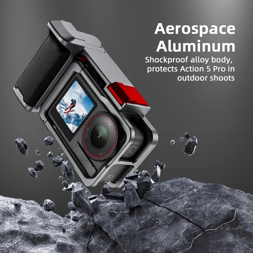Para DJI OSMO Action 3/4/5 Pro soporte de agarre portátil de liberación rápida jaula de conejo Kit de obturador marco de mano carcasa de aleación de aluminio