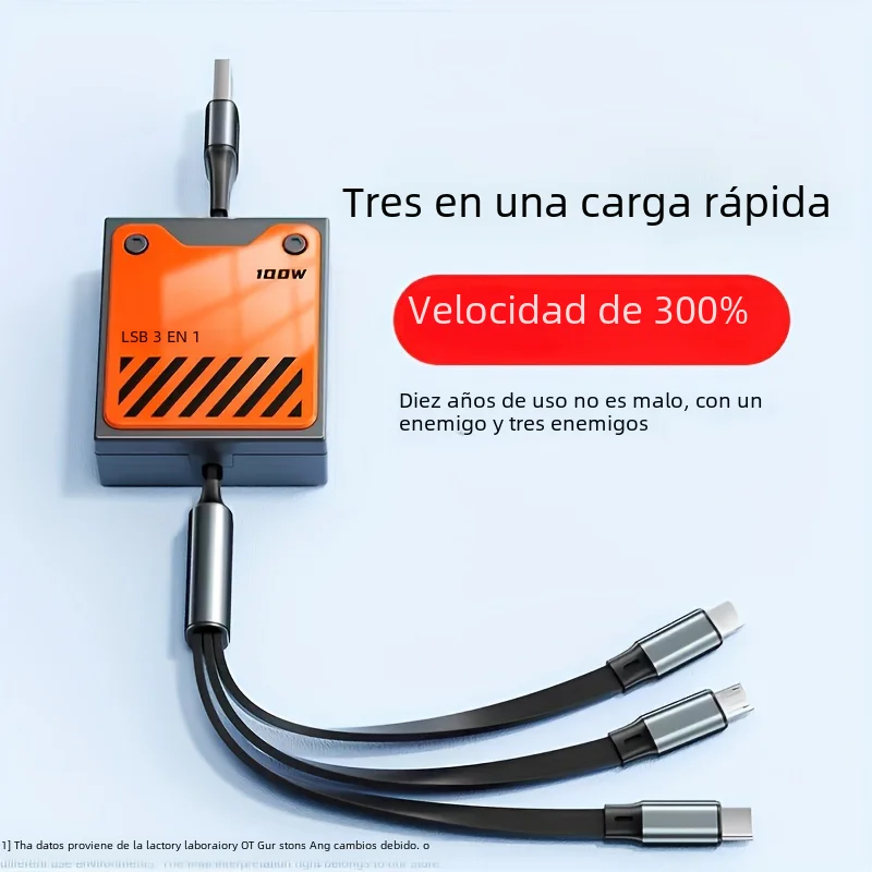 Cable de carga rápida para teléfono USB 3 en 1, multiretrátil, 120w, para iphone 14, 13, 12, 11 pro Max, Huawei, Xiaomi, Samsung - imagen 2