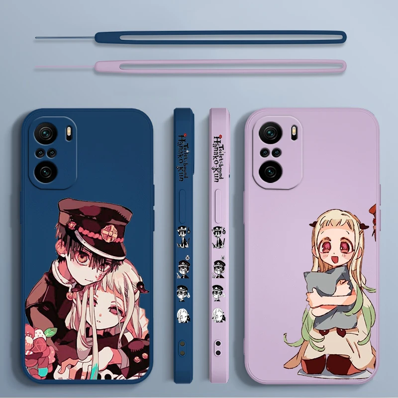 Hanako Kun-funda de teléfono con cuerda izquierda líquida para Xiaomi Redmi Note 13, 12, 12Pro, 11S, 11T, 10S, 10 Pro Plus, 5G