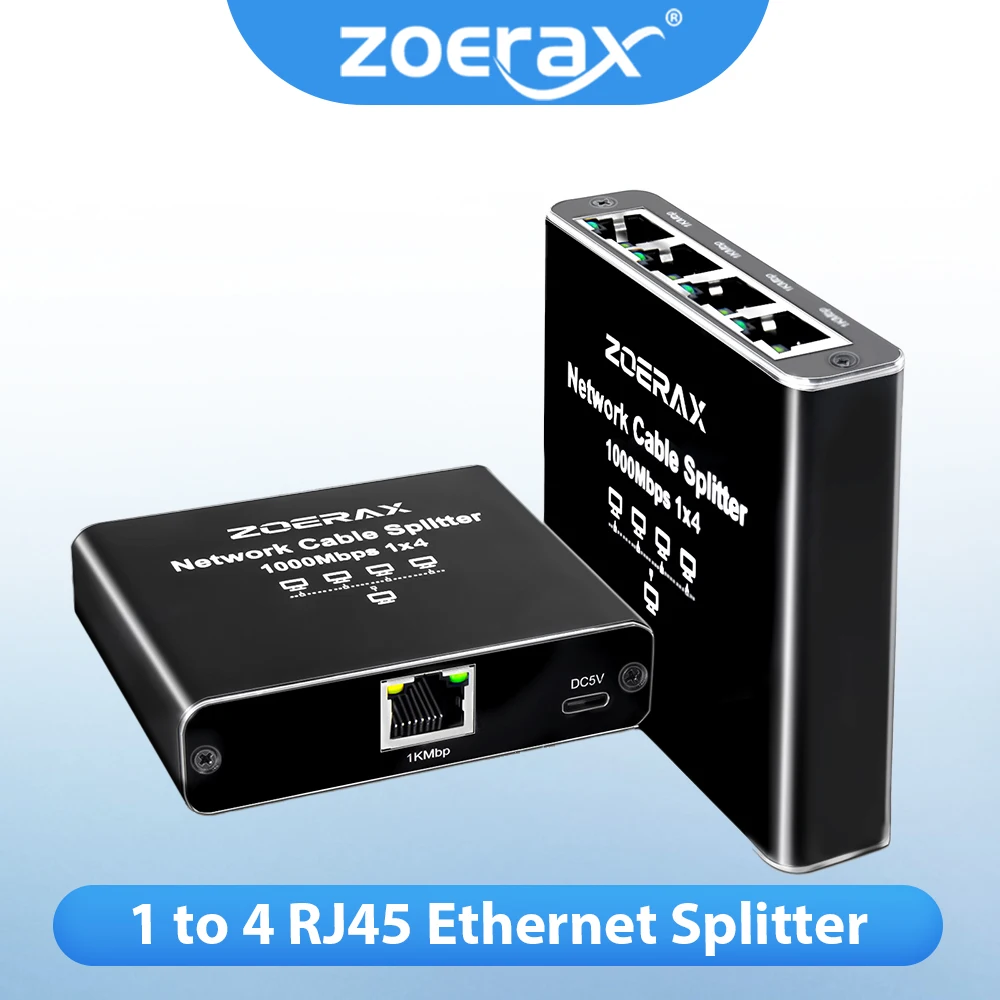 ZOERAX 1 a 4 divisor Ethernet RJ45 LAN adaptador de Internet extensor de Cable de red de Internet acoplador RJ45 para PC portátil TV Box