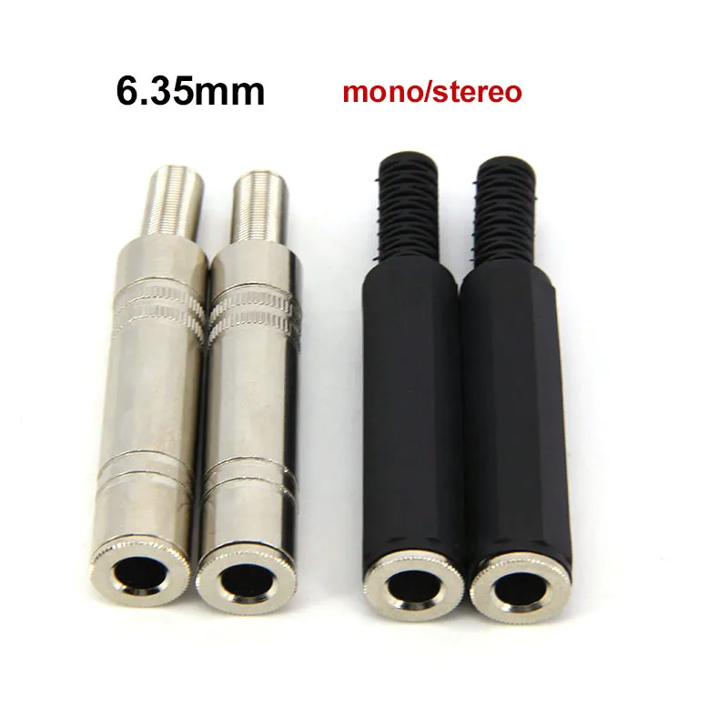 4 tipos de Audio mono/estéreo Metal 6,35mm 6,5 hembra 1/4 "enchufe conector enchufe soldadura adaptador soldado 6,35mm para KTV h - imagen 3