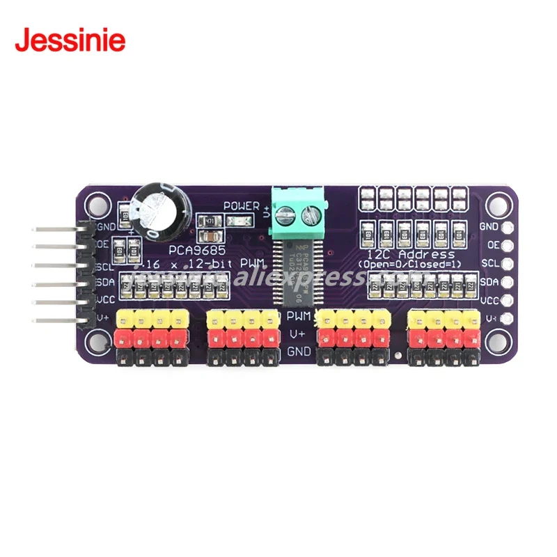 PCA9685A PCA9685 Módulo de placa de expansión de servocontrolador PWM de 16 canales 12 bits 3-5V 40-1000Hz MCU Placa de Control de interfaz I2C - imagen 4