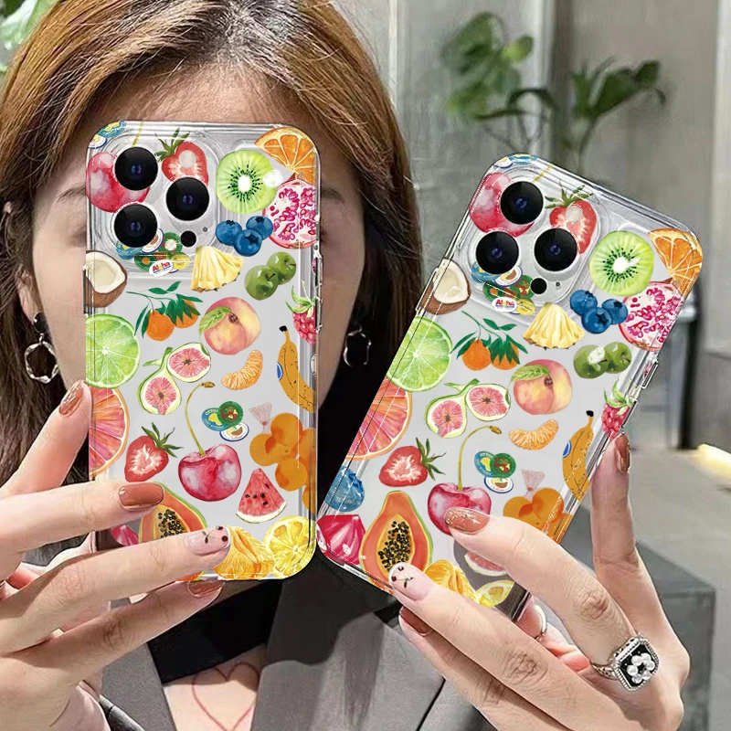 Funda de teléfono transparente con diseño de frutas de cobertura completa de TPU para iPhone 11 12 13 14 15 16 Pro Max XS X XR 7 8 Plus SE 2025 2020 - imagen 2